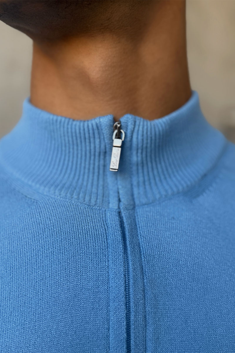 Loro Piana Голубой джемпер Zip Neck