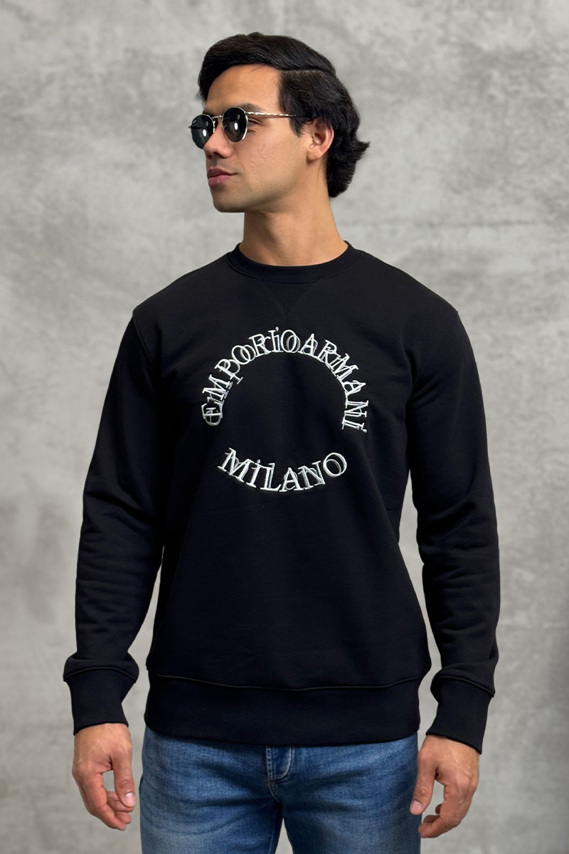 Emporio Armani EA7 Чёрный свитшот logo embroidery