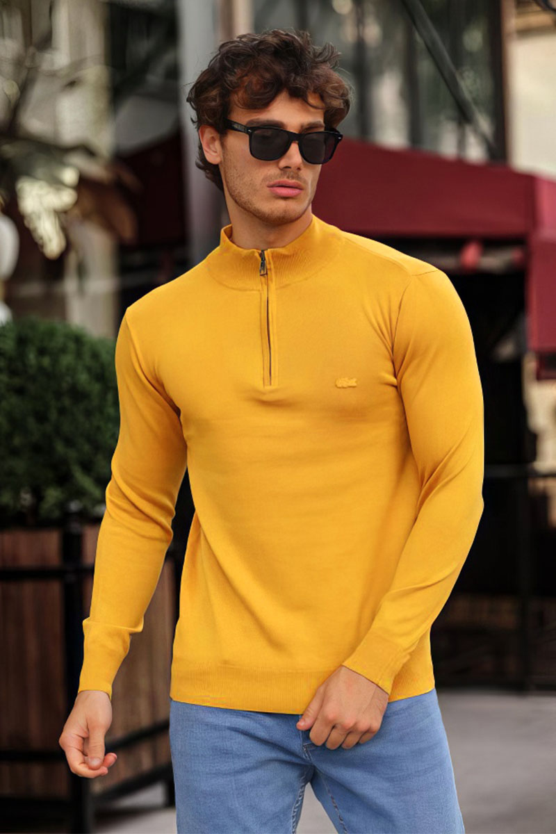 Lacoste Мужской жёлтый джемпер Zip Neck 