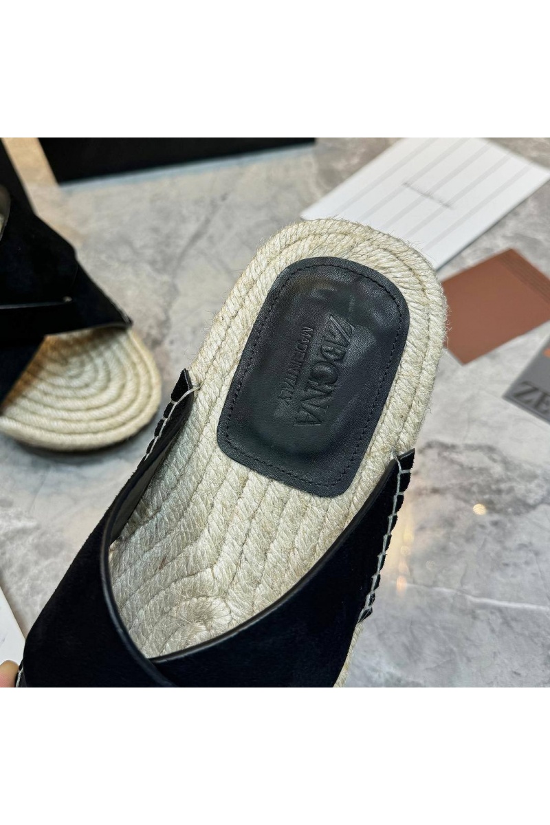 Zegna Мужские шлёпанцы suede - Black