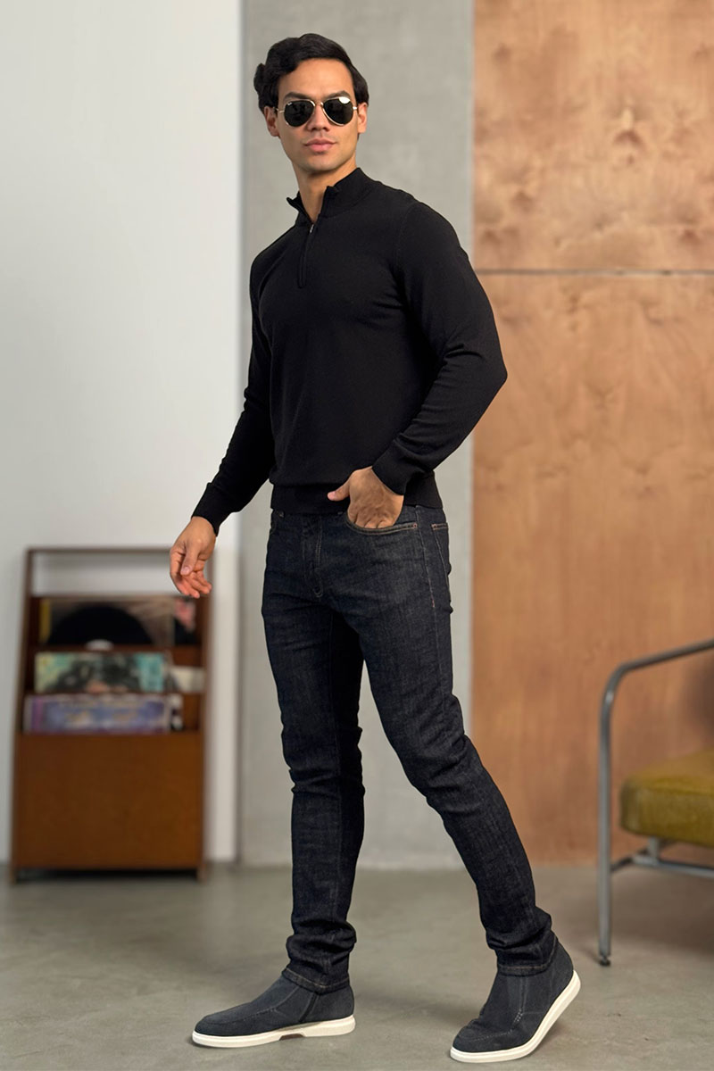 Loro Piana Чёрный джемпер Zip Neck