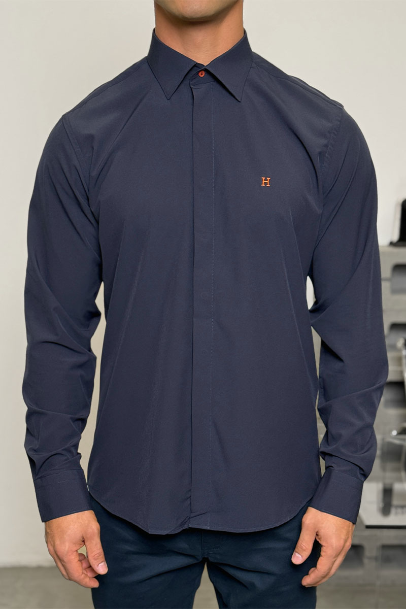 Hermes Мужская рубашка H embroidered - Navy