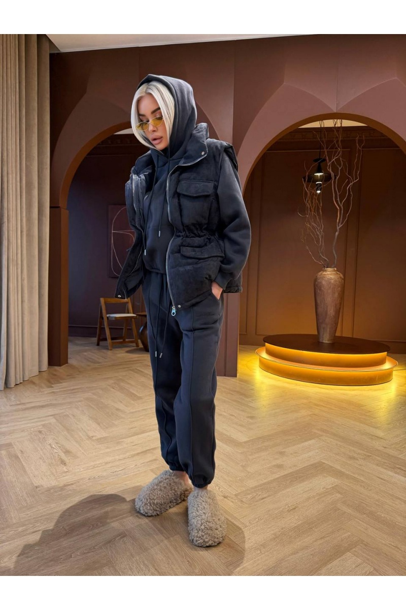 Loro Piana Женский костюм тройка на флисе premium - Grey