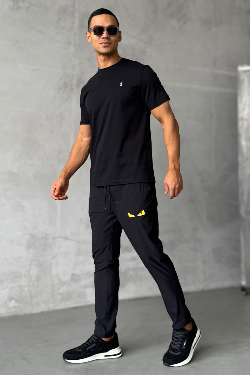 Yves Saint Laurent Мужская футболка logo-embroidered - Black