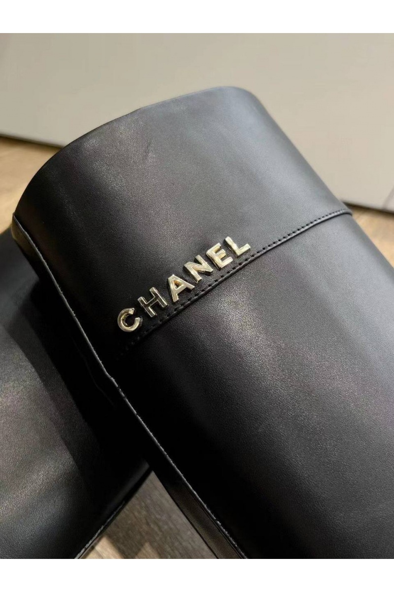 Chаnеl Женские кожаные сапоги Premium - Black