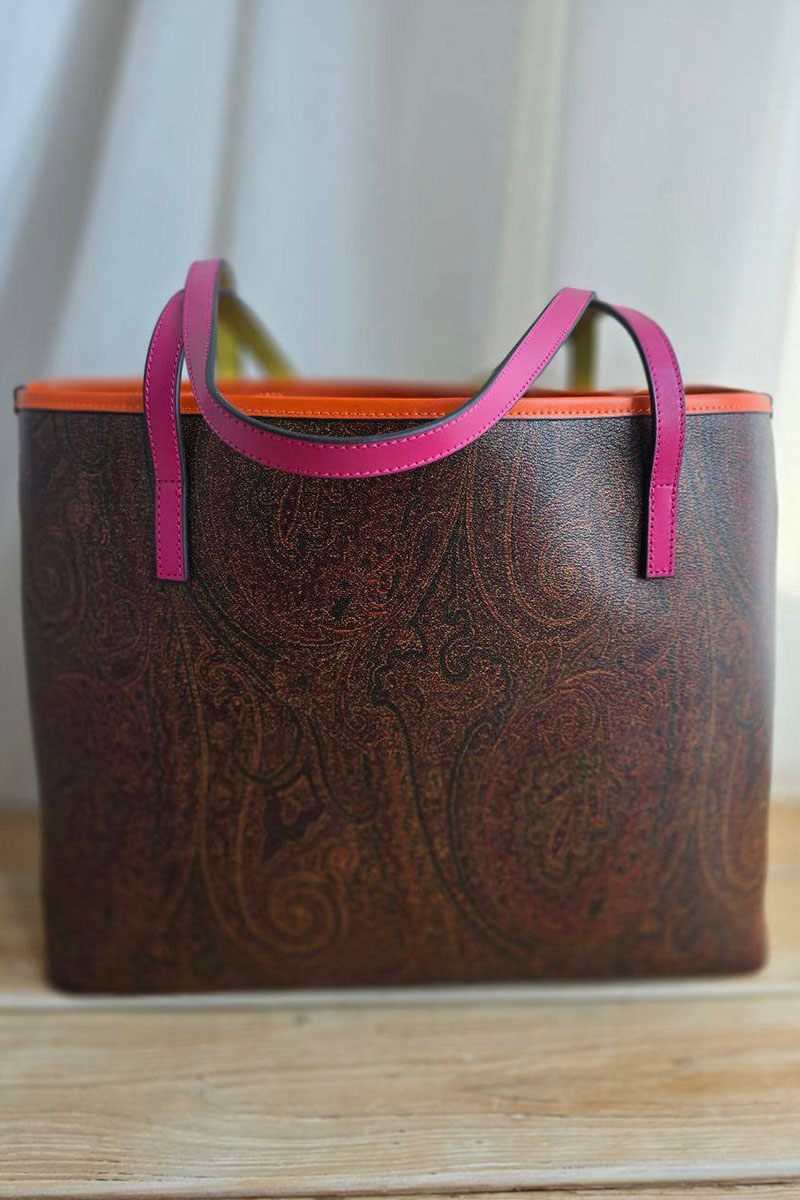 Etro Кожаная сумка с узором пейсли 37x28 см