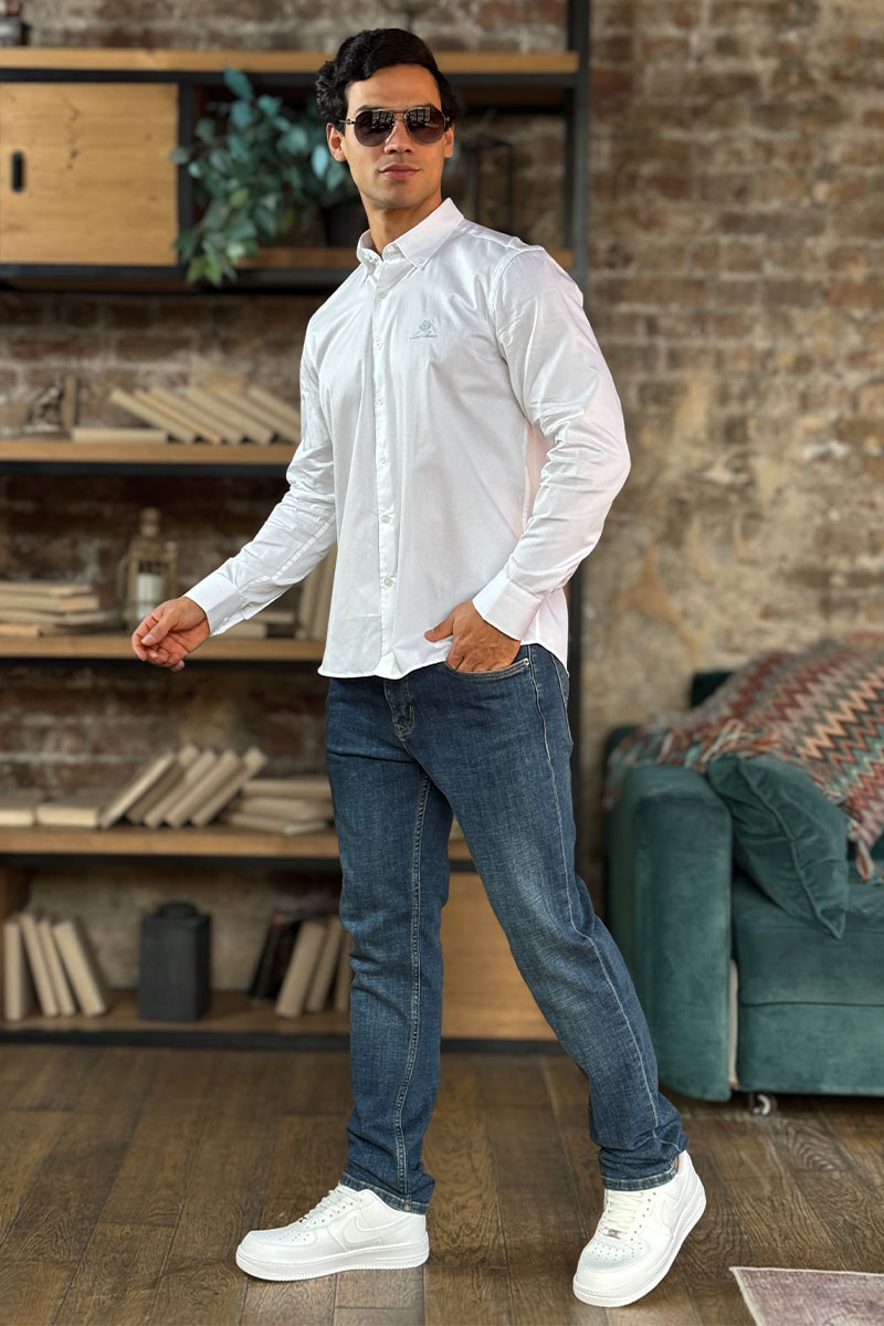 Loro Piana Мужская рубашка logo-embroidered - White