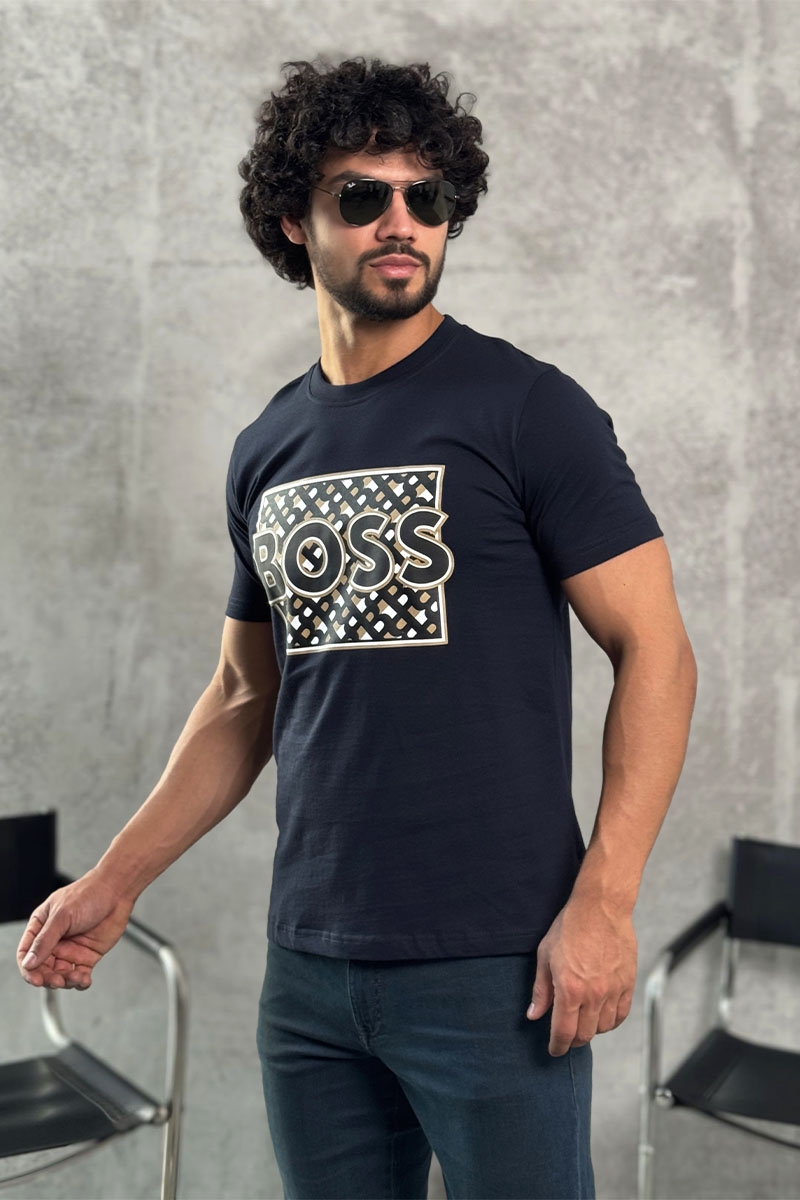 Hugо Воss Мужская синяя футболка logo-print