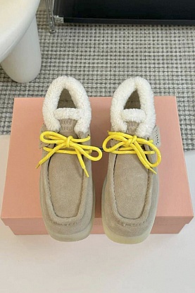 Женские замшевые лоферы с мехом premium