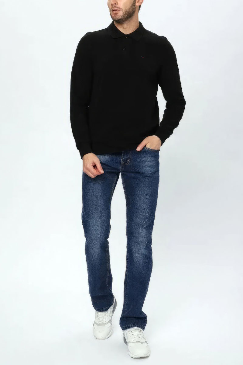 Tommy Hilfiger Чёрное поло с длинным рукавом
