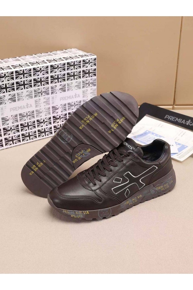 Premiata Кожаные кроссовки с мехом low-top - Brown