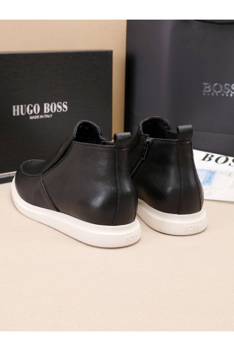 Hugо Воss Кожаные лоферы с мехом high-top - Black