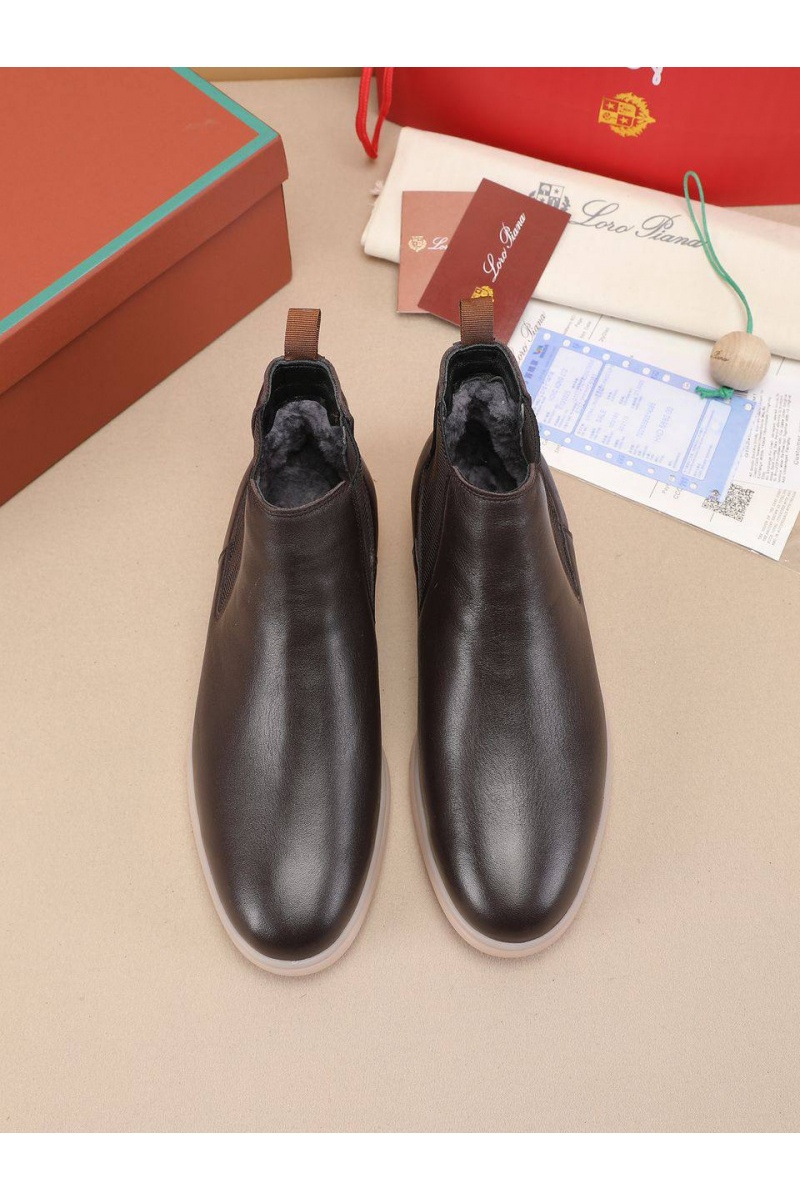 Loro Piana Кожаные ботинки с мехом 