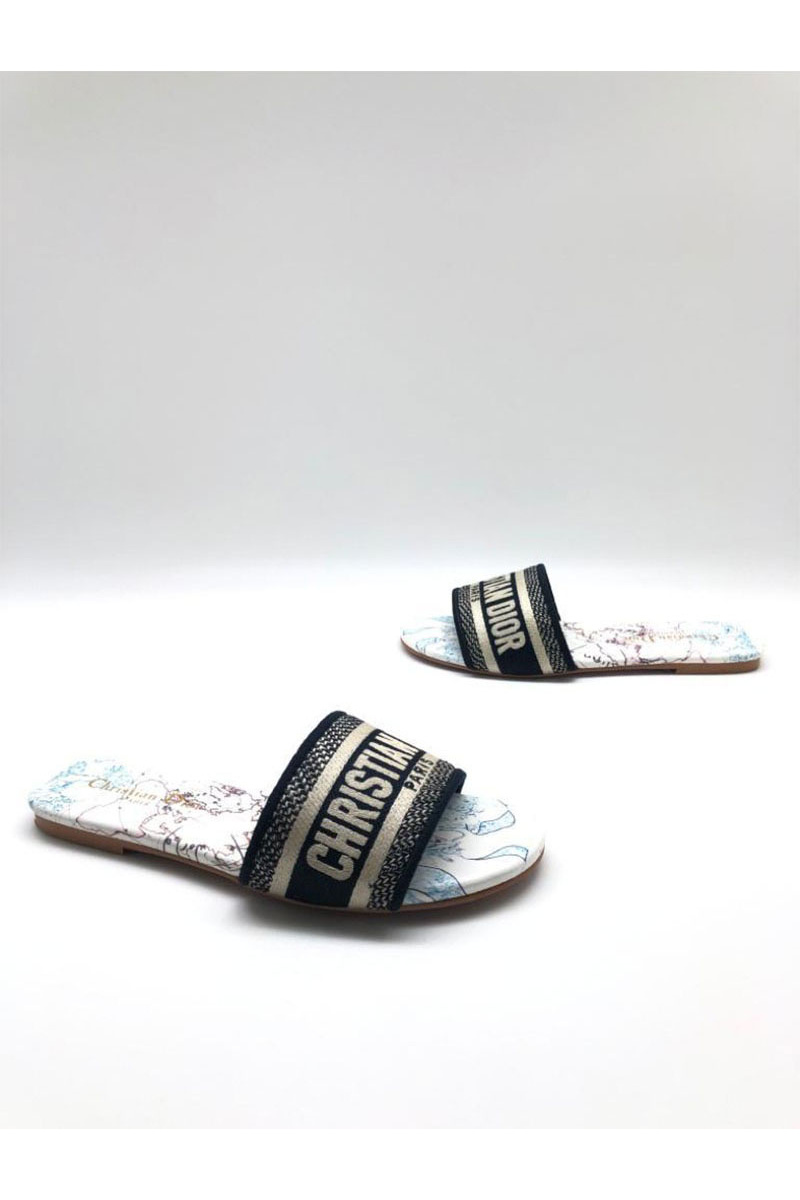 Dior Женские шлепанцы Dway Slide Embroidered Cotton