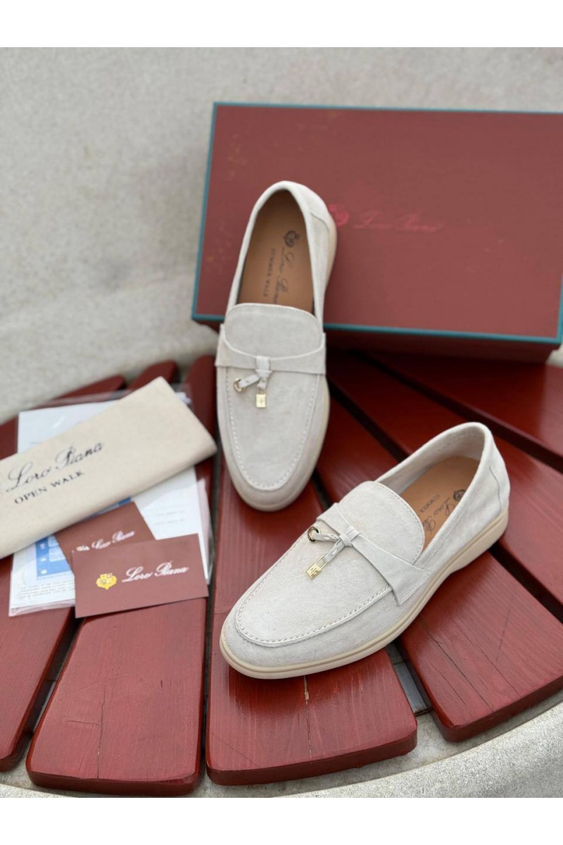 Loro Piana Женские замшевые лоферы Open Walk - Beige