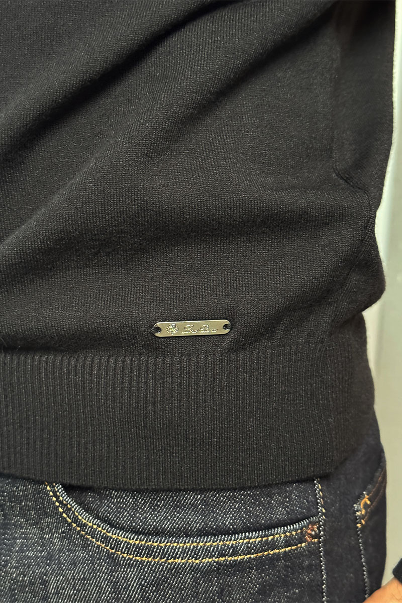 Loro Piana Чёрный джемпер Zip Neck