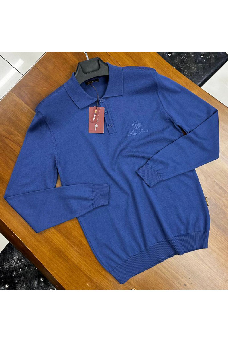 Loro Piana Поло с длинным рукавом цвета индиго