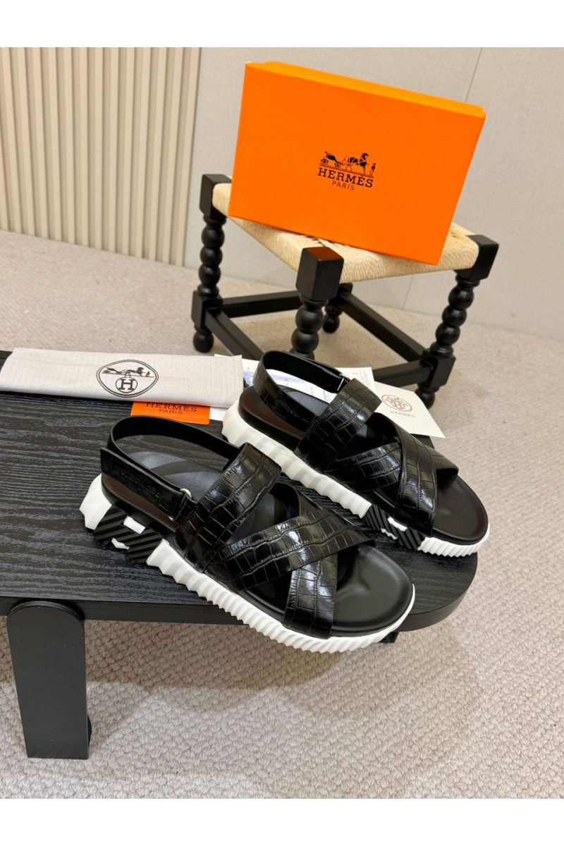 Hermes Мужские кожаные шлёпанцы Electric