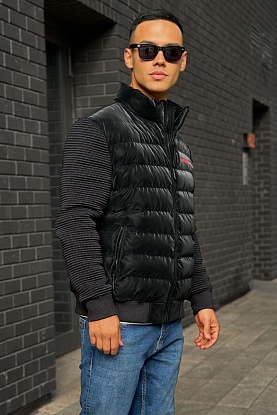 Куртка с вязанными рукавами Linea Rossa - Black