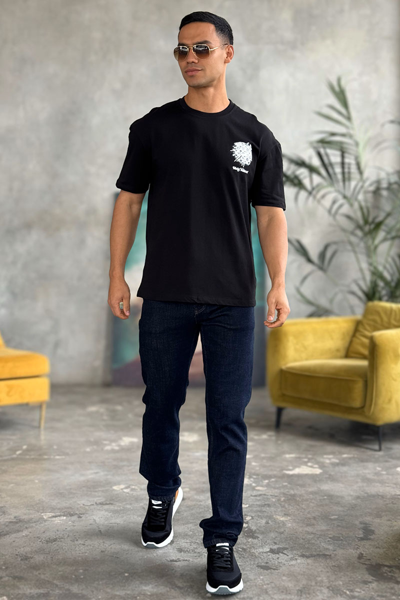 Lоuis Vuittоn Мужская оверсайз футболка чёрного цвета