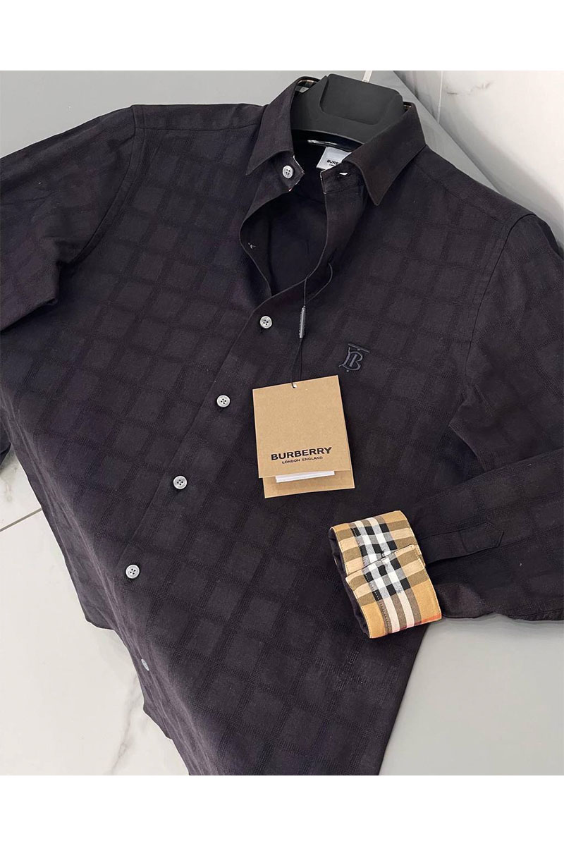 Burberry Мужская чёрная рубашка TB logo-embroidered