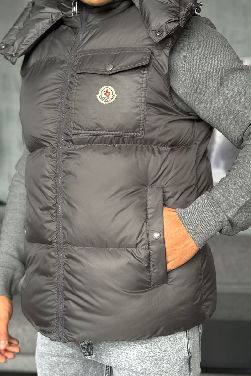 Moncler Мужской серый жилет logo-patch 