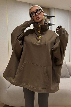 Женская кофта с высоким горлом premium - Brown