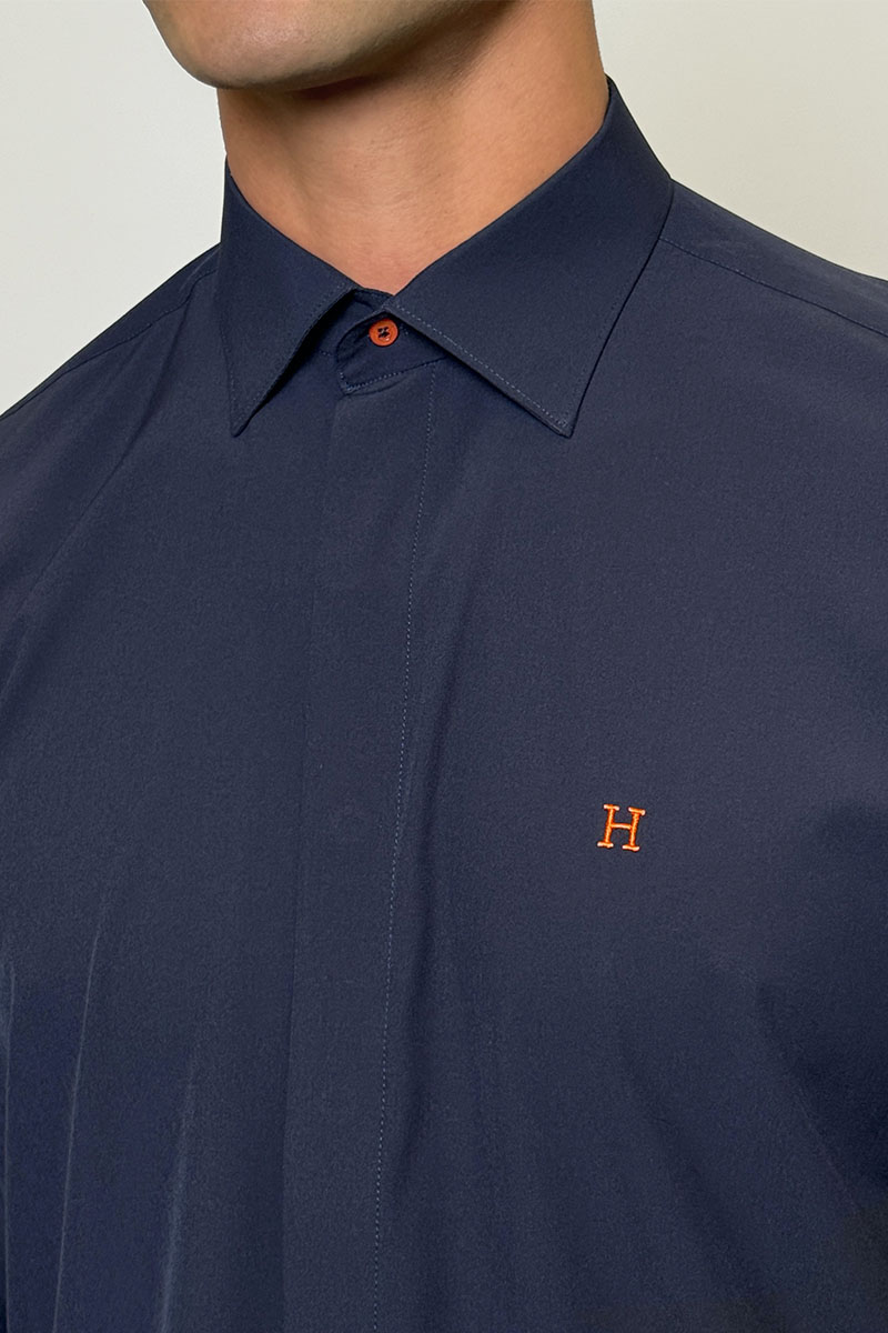 Hermes Мужская рубашка H embroidered - Navy