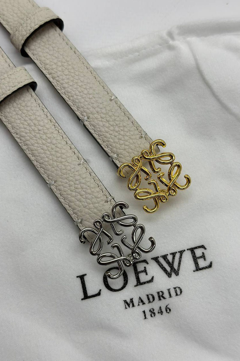 Loewe Женский кожаный ремень Anagram - ширина 2 см, длина 75 / 80 / 85 / 90 см (2 расцветки)