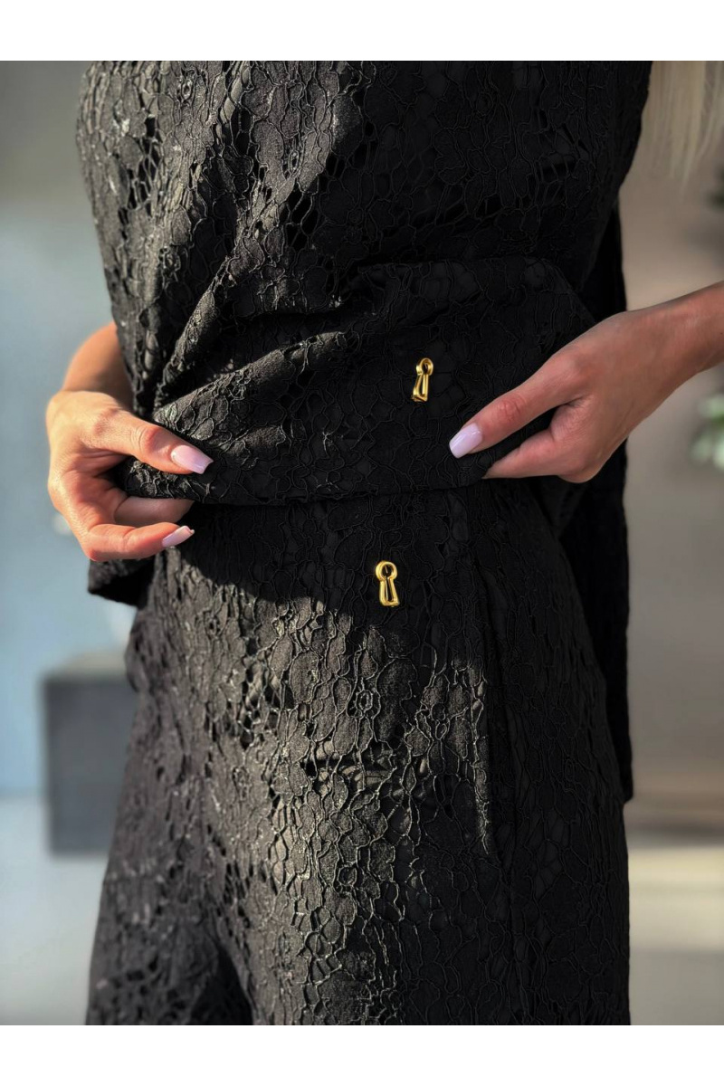 Schiaparelli Женский кружевной костюм чёрного цвета premium