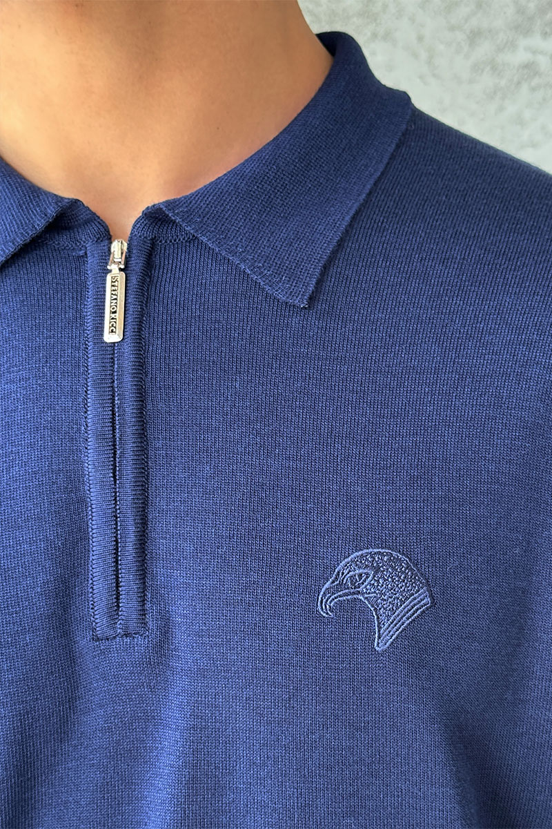 Stеfаnо Riссi Мужское поло Eagle zip-neck - Navy