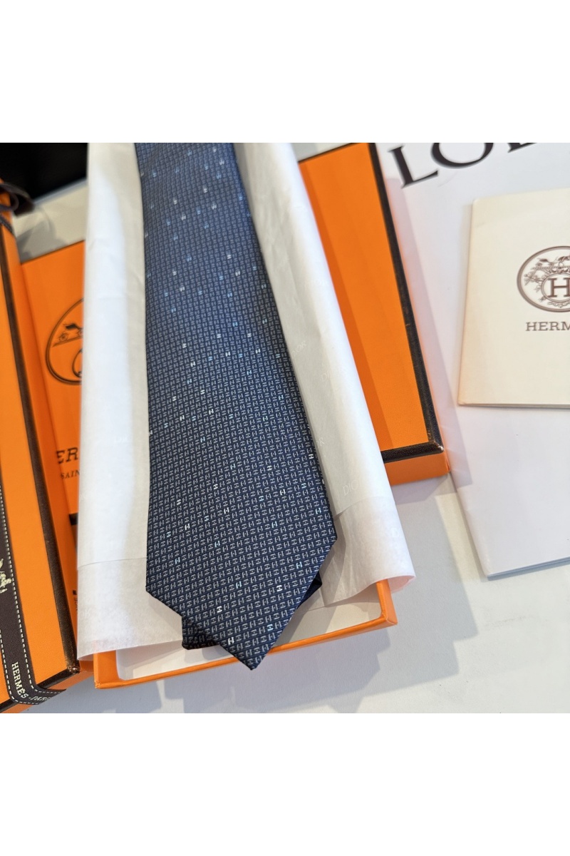 Hermes Галстук geometric logo-print premium - Navy