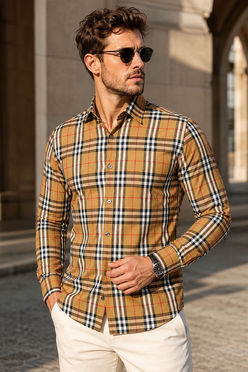 Burberry Классическая мужская рубашка - Beige