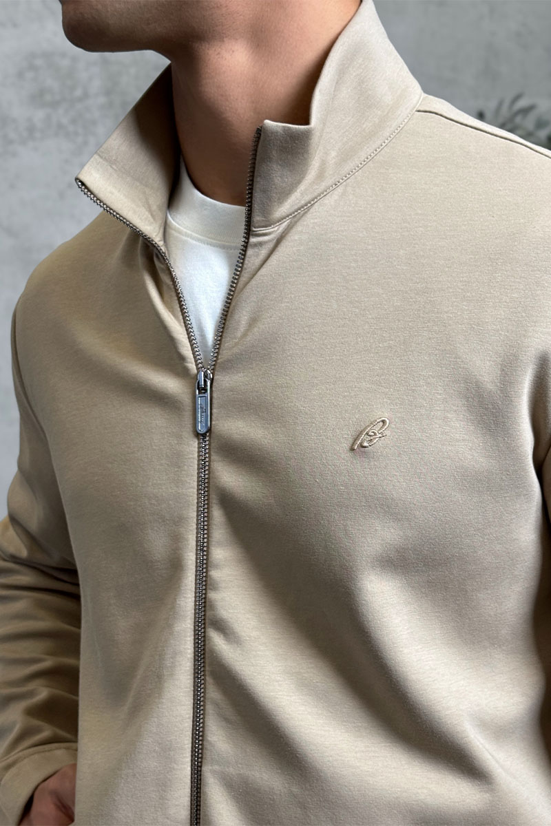 Brioni Бежевая кофта на молнии B-еmbroidery