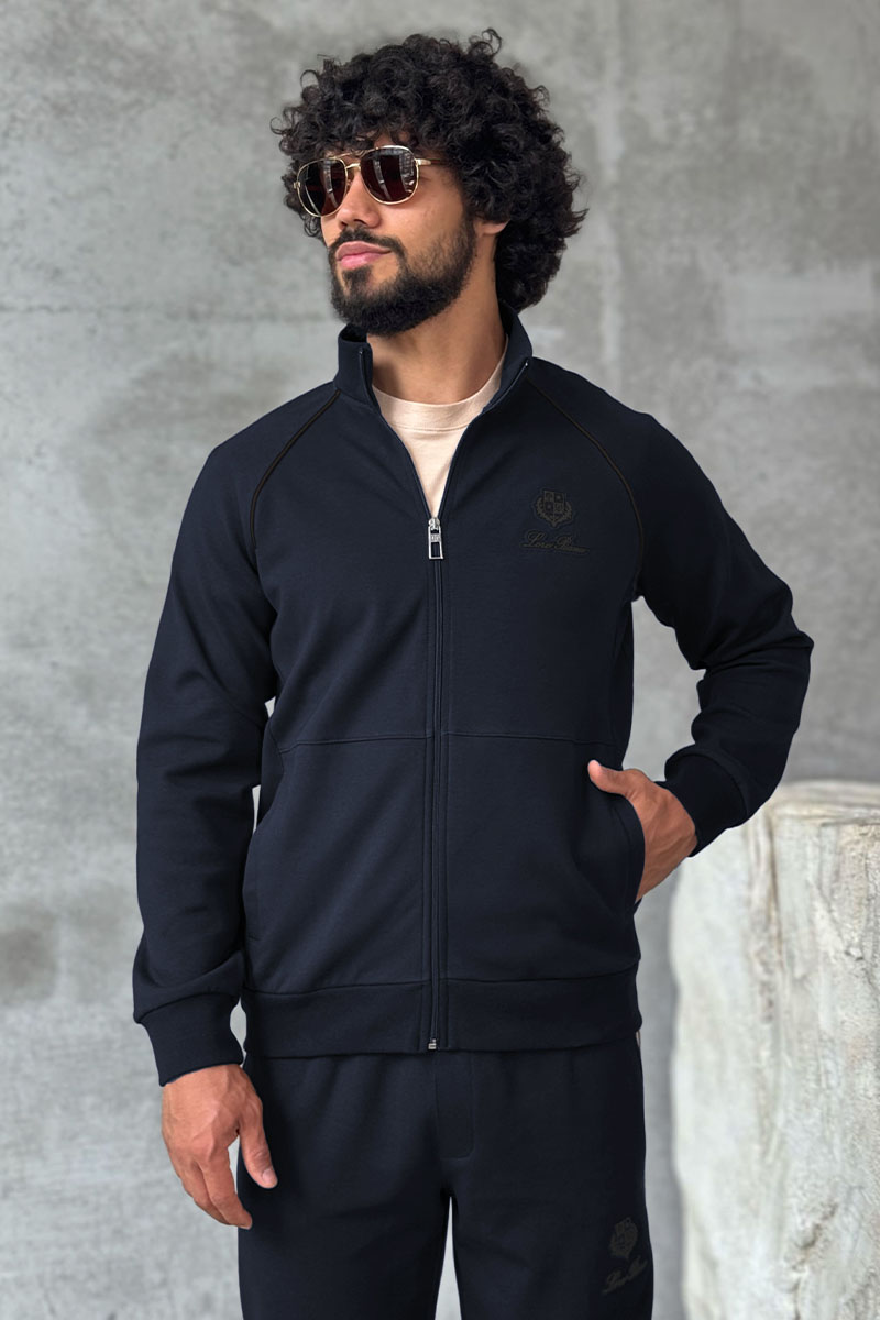 Loro Piana Кофта на молнии тёмно-синего цвета 