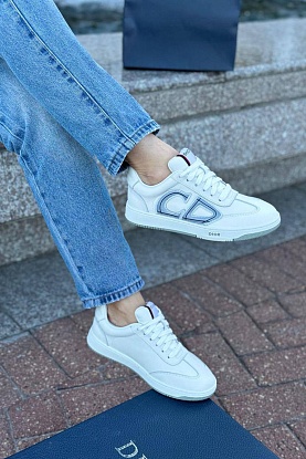 Женские кожаные кроссовки  - White