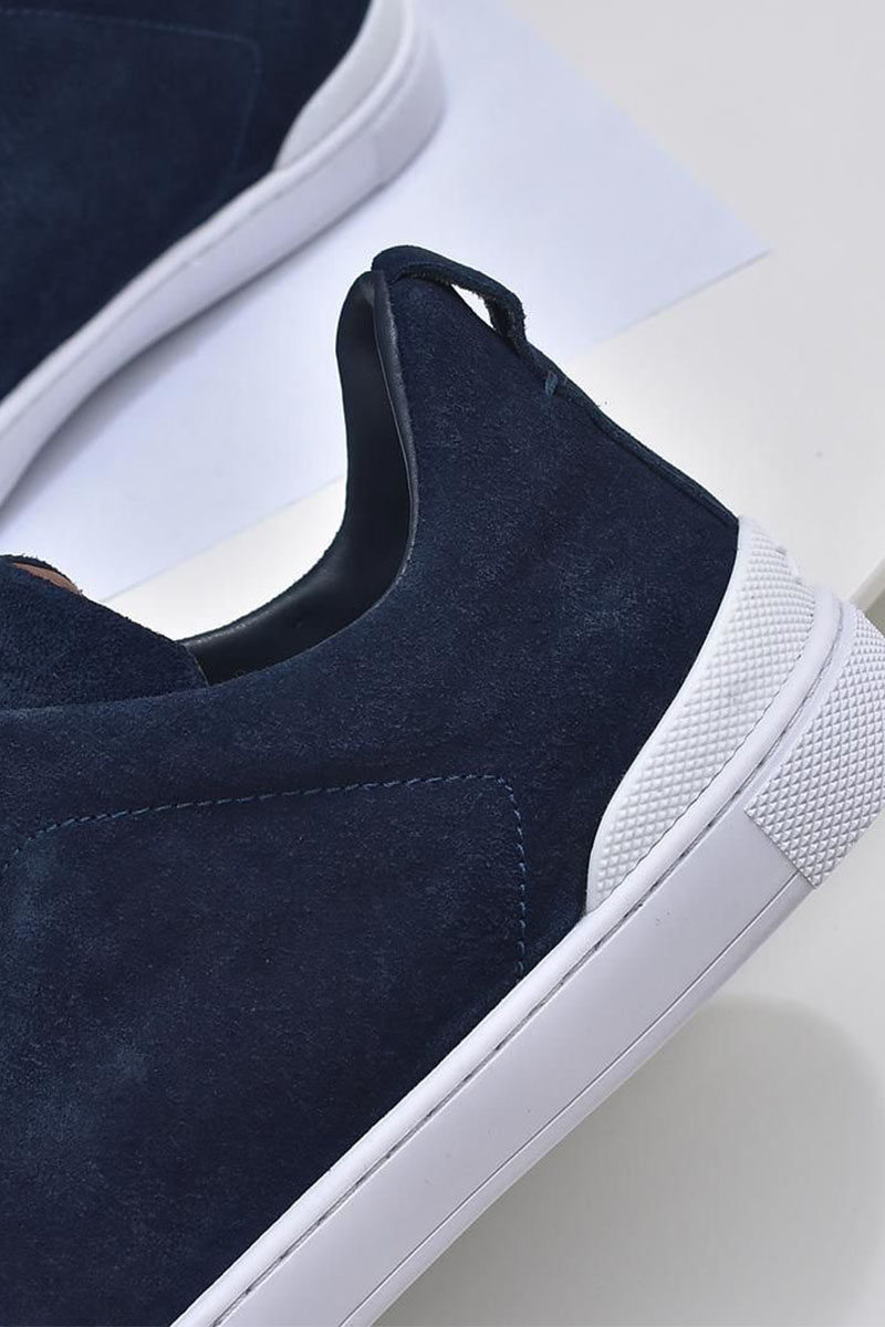 Zegna Замшевые кроссовки Triple Stitch low-top - Navy