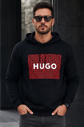 Чёрное мужское худи Dreeman logo-print