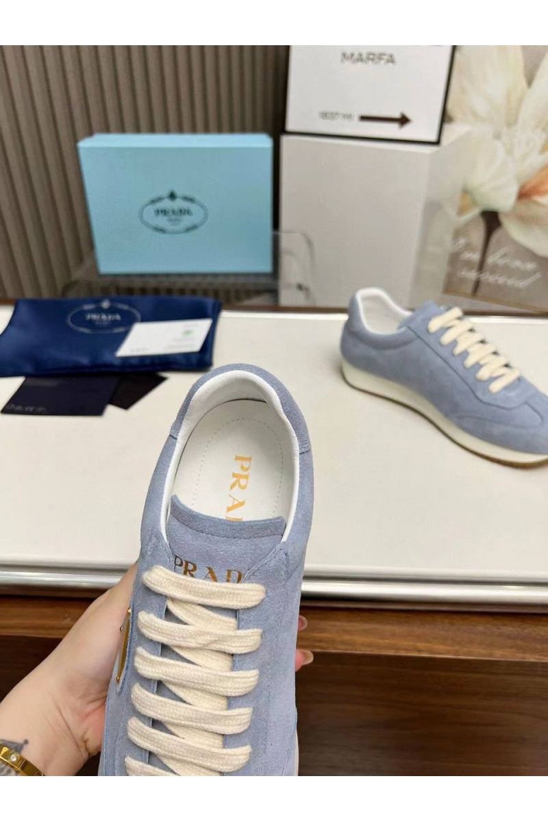 Prada Женские замшевые кроссовки Premium - Blue