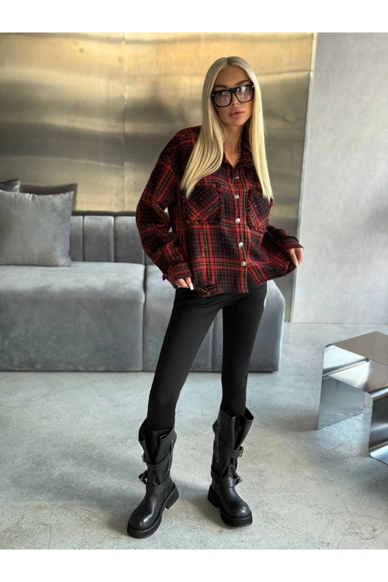 Chrome Hearts Женская рубашка в клетку Premium - Red / Black