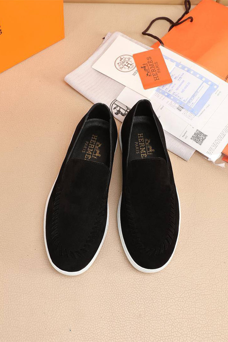 Hermes Мужские замшевые лоферы Julian - Black