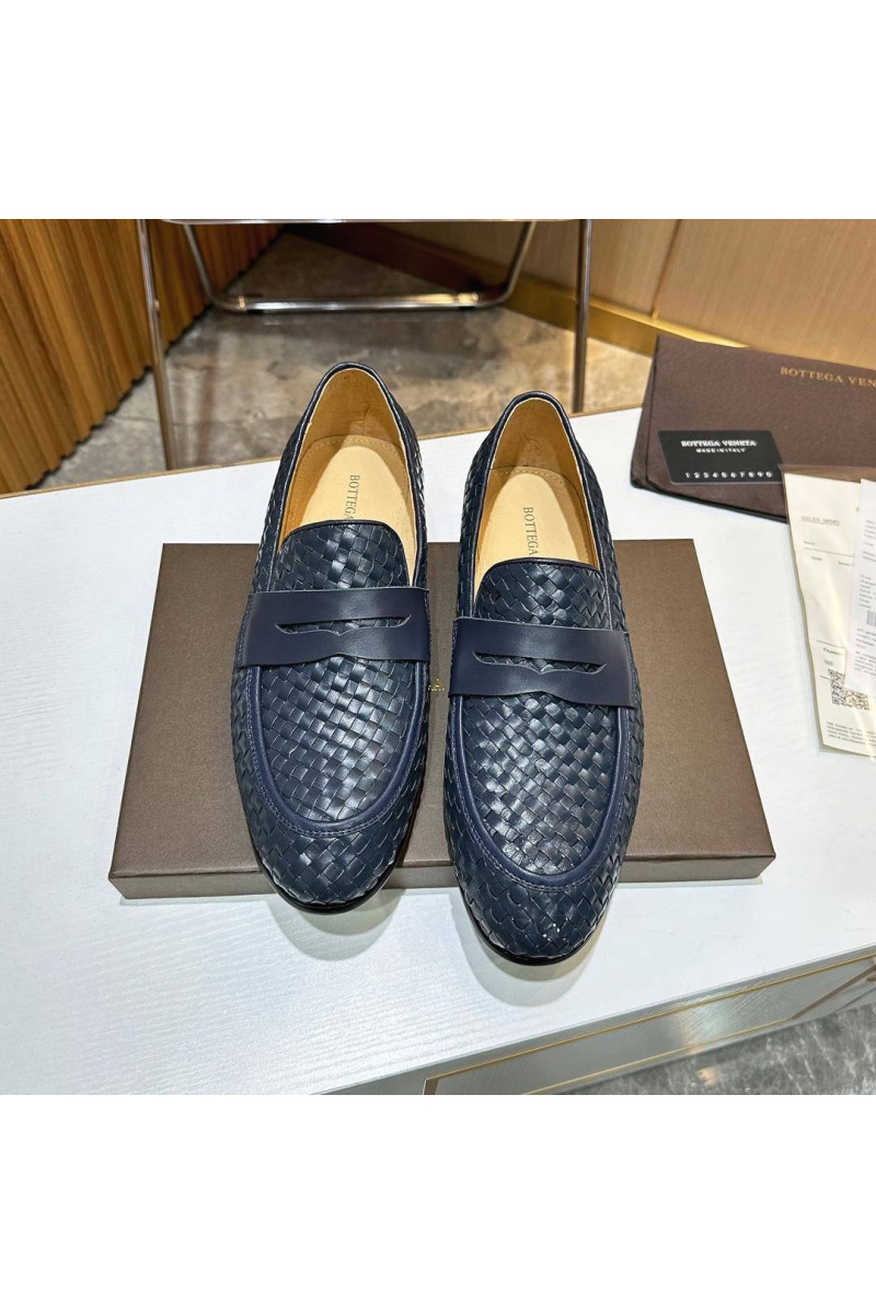 Bottega Veneta Мужские кожаные лоферы Intrecciato - Navy