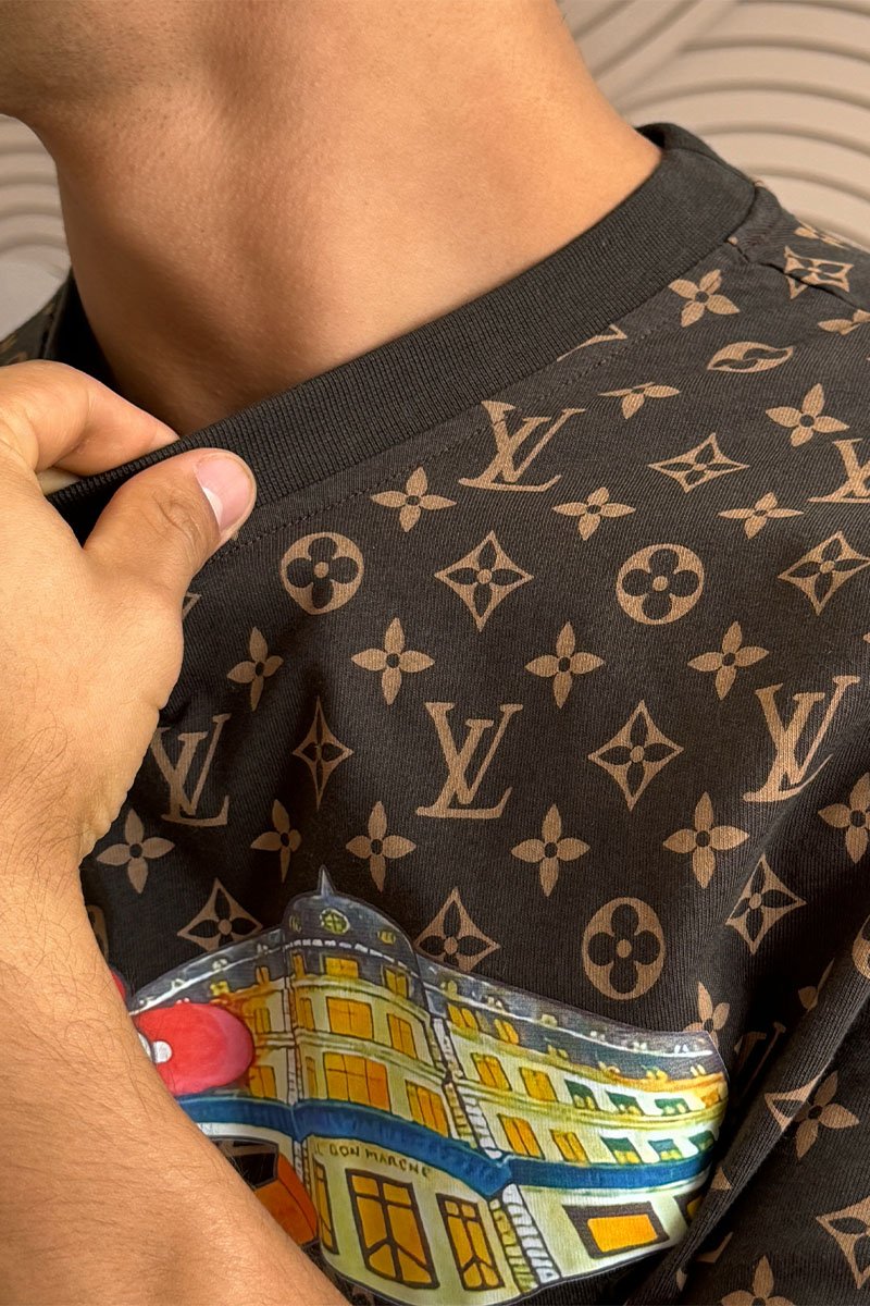 Lоuis Vuittоn Коричневая оверсайз футболка Monogram All-over