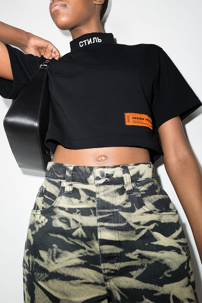 Heron Preston Чёрная футболка СТИЛЬ-logo cropped