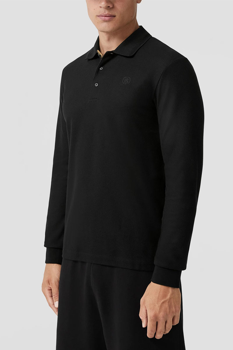Burberry Поло с длинным рукавом TB logo - Black 