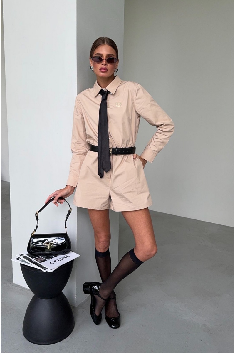 MIU MIU Женский комбинезон бежевого цвета