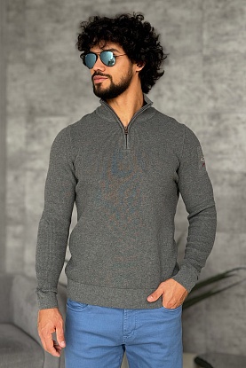 Мужской серый джемпер zip-up