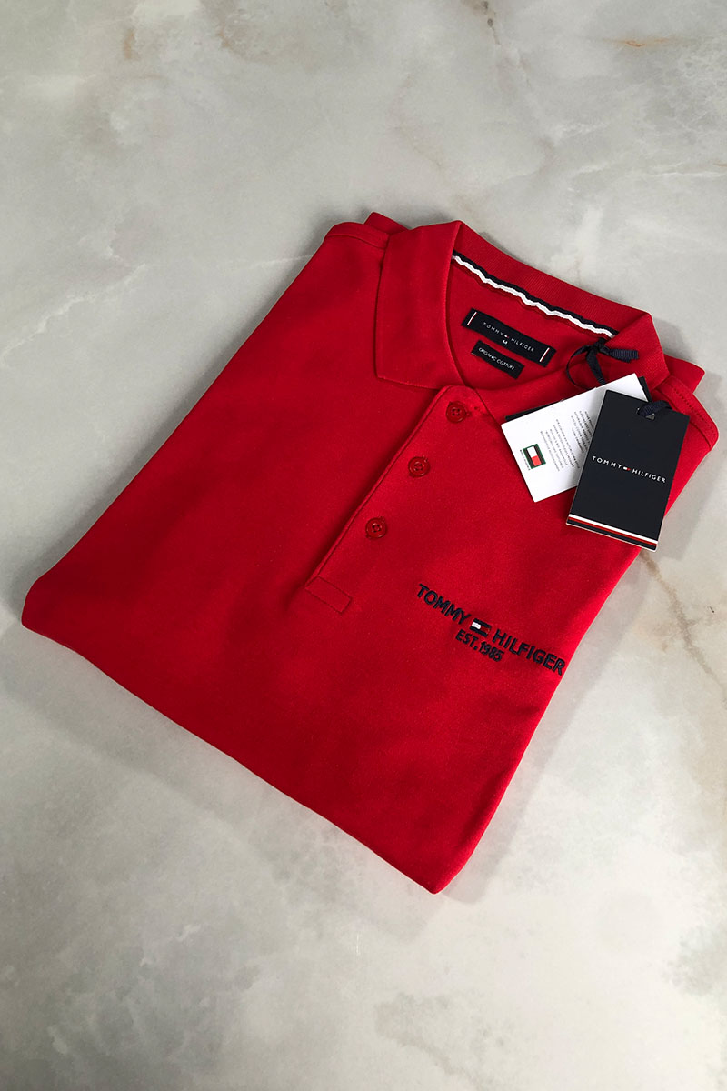 Tommy Hilfiger Красное мужское поло est.1985