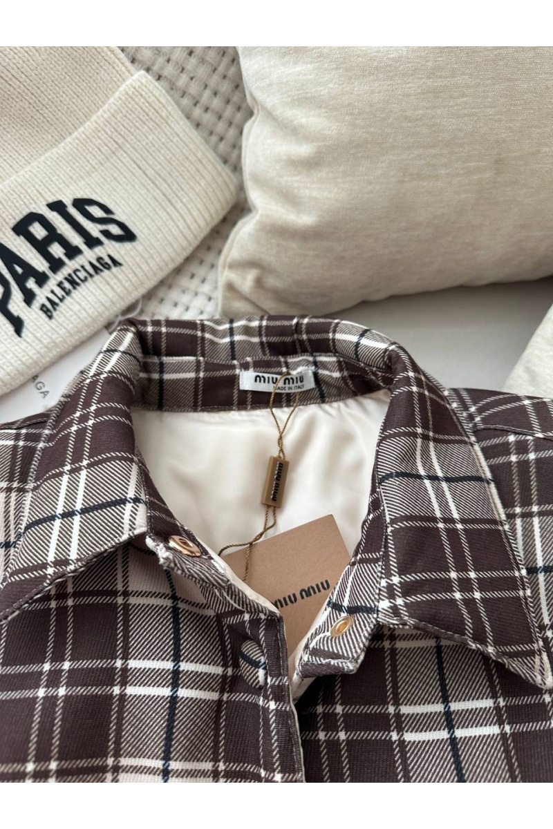 MIU MIU Женская утеплённая куртка в клетку Premium