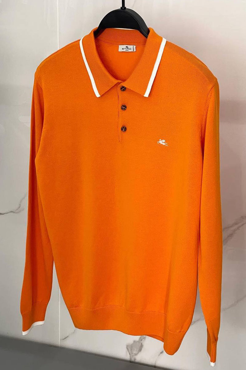 Etro Поло с длинным рукавом Pegaso logo - Orange 
